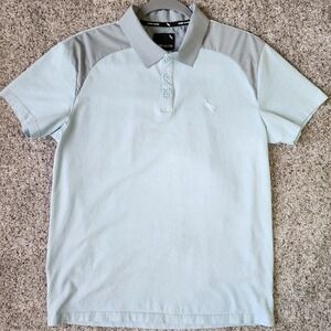 Stone Falcon Polo Shirt Mens Large Blue Athletic Stretch Short Sleeve Excellent
